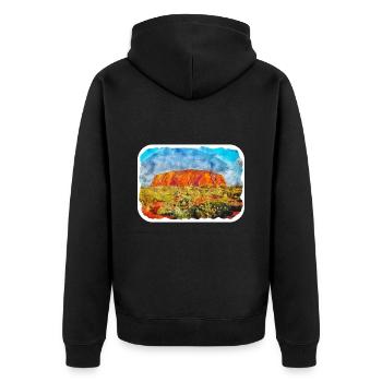 Australie Aquarelle Esquisse Dessinée à la Main Peinture - Veste à capuche bio Premium Unisexe - noir - Dos - Nico (187cm)