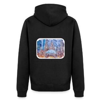 Chicago USA Aquarell Skizze gezeichnete Illustration - Unisex Premium Bio Zip Hoodie - Schwarz - Hinten - Nico (187cm)