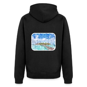 Maldives Watercolor Sketch Hand Drawn Illustration - Unisex Premium Organic Zip Hoodie - black - Back - Nico (187cm)