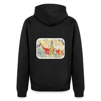 Pologne Repère Aquarelle Esquisse Dessin de peinture - Veste à capuche bio Premium Unisexe - noir - Dos - Nico (187cm)