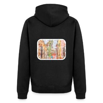 San Miguel De Allende Mexique Aquarelle Esquisse Dra - Veste à capuche bio Premium Unisexe - noir - Dos - Nico (187cm)