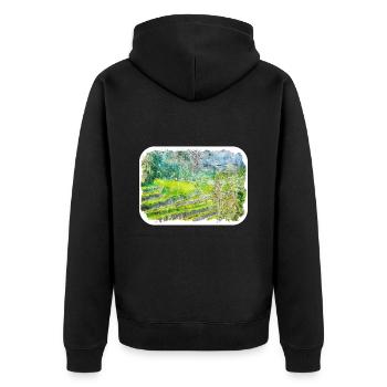 Indonésie Aquarelle Esquisse Dessinée à la Main Peinture - Veste à capuche bio Premium Unisexe - noir - Dos - Nico (187cm)