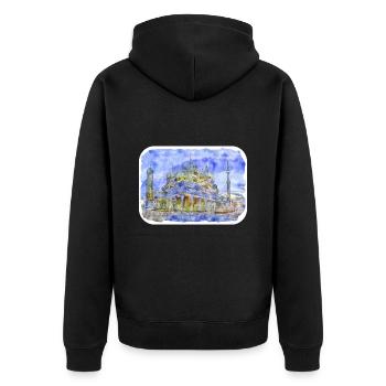 Malaisie Aquarelle Esquisse Dessinée à la Main Illustration - Veste à capuche bio Premium Unisexe - noir - Dos - Nico (187cm)