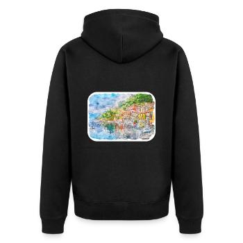 Italy Watercolor Sketch Hand Drawn Illustration - Unisex Premium Organic Zip Hoodie - black - Back - Nico (187cm)