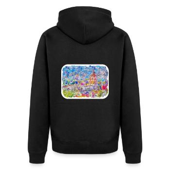 San Miguel De Allende Mexique Aquarelle Esquisse Dra - Veste à capuche bio Premium Unisexe - noir - Dos - Nico (187cm)