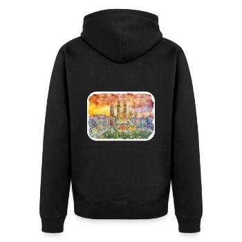Malaisie Aquarelle Esquisse Dessinée à la Main Illustration - Veste à capuche bio Premium Unisexe - noir - Dos - Nico (187cm)