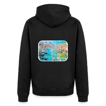 Italy Watercolor Sketch Hand Drawn Illustration - Unisex Premium Organic Zip Hoodie - black - Back - Nico (187cm)