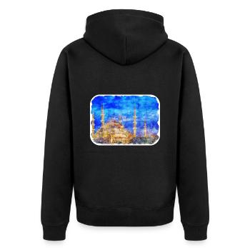 Dinde Aquarelle Esquisse Dessinée à la main Illustration - Veste à capuche bio Premium Unisexe - noir - Dos - Nico (187cm)
