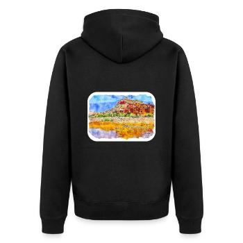 Marrakech Morrocco Aquarelle Esquisse Dessinée Peinture - Veste à capuche bio Premium Unisexe - noir - Dos - Nico (187cm)