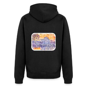USA Aquarellskizze Handgezeichnete Illustration - Unisex Premium Bio Zip Hoodie - Schwarz - Hinten - Nico (187cm)