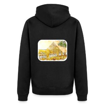 Le Caire Egypte Aquarelle Esquisse Dessinée Illustration - Veste à capuche bio Premium Unisexe - noir - Dos - Nico (187cm)