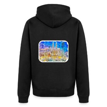Malaisie Aquarelle Esquisse Dessinée à la Main Illustration - Veste à capuche bio Premium Unisexe - noir - Dos - Nico (187cm)