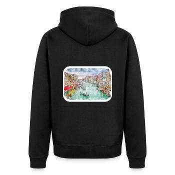 Italy Watercolor Sketch Hand Drawn Illustration - Unisex Premium Organic Zip Hoodie - black - Back - Nico (187cm)