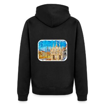 Italy Watercolor Sketch Hand Drawn Illustration - Unisex Premium Organic Zip Hoodie - black - Back - Nico (187cm)