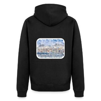 Dinde Aquarelle Esquisse Dessinée à la main Illustration - Veste à capuche bio Premium Unisexe - noir - Dos - Nico (187cm)
