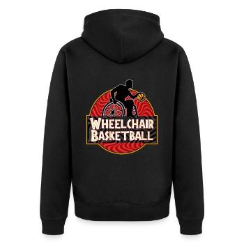 Rollstuhlbasketball Rollstuhl Basketball - Unisex Premium Bio Zip Hoodie - Schwarz - Hinten - Nico (187cm)