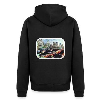 Los Angeles USA Aquarelle Sketch Illustration - Veste à capuche bio Premium Unisexe - noir - Dos - Nico (187cm)