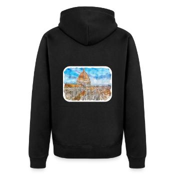 Florence Italie Aquarelle Esquisse Peinture Dessinée - Veste à capuche bio Premium Unisexe - noir - Dos - Nico (187cm)
