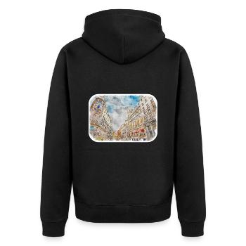 Barcelona Spanien Aquarellskizze Gezeichnete Zeichnung - Unisex Premium Bio Zip Hoodie - Schwarz - Hinten - Nico (187cm)