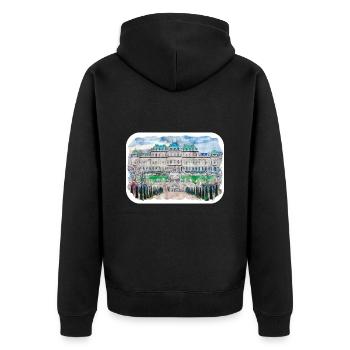 Autriche Aquarelle Esquisse Dessinée à la main Illustration - Veste à capuche bio Premium Unisexe - noir - Dos - Nico (187cm)