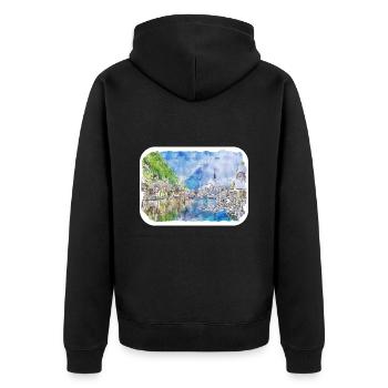 Autriche Aquarelle Esquisse Dessinée à la main Illustration - Veste à capuche bio Premium Unisexe - noir - Dos - Nico (187cm)