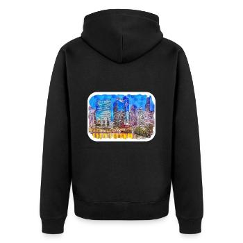 Chicago USA Aquarell Skizze gezeichnete Illustration - Unisex Premium Bio Zip Hoodie - Schwarz - Hinten - Nico (187cm)