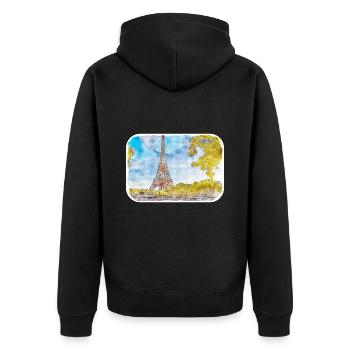 Frankreich Aquarell Handgezeichnete Skizze Illustration - Unisex Premium Bio Zip Hoodie - Schwarz - Hinten - Nico (187cm)