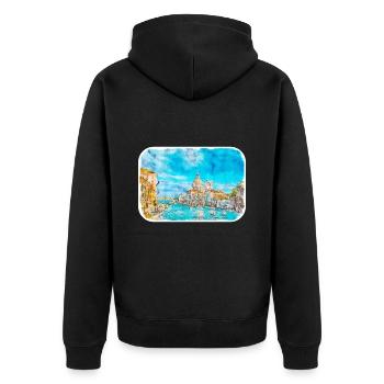 Italy Watercolor Sketch Hand Drawn Illustration - Unisex Premium Organic Zip Hoodie - black - Back - Nico (187cm)