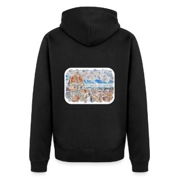 Florence Italie Aquarelle Esquisse Peinture Dessinée - Veste à capuche bio Premium Unisexe - noir - Dos - Nico (187cm)