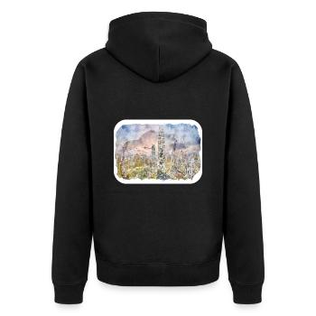 Malaisie Aquarelle Esquisse Dessinée à la Main Illustration - Veste à capuche bio Premium Unisexe - noir - Dos - Nico (187cm)