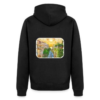 Sorrente Italie Aquarelle Sketch Illustration - Veste à capuche bio Premium Unisexe - noir - Dos - Nico (187cm)