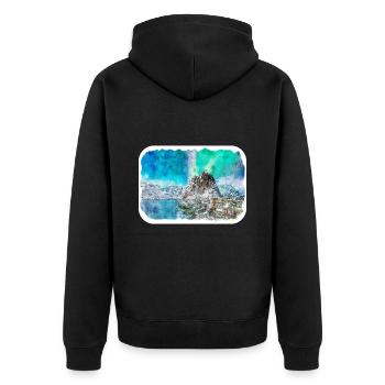 Norvège Aquarelle Esquisse Dessinée à la main Illustration - Veste à capuche bio Premium Unisexe - noir - Dos - Nico (187cm)