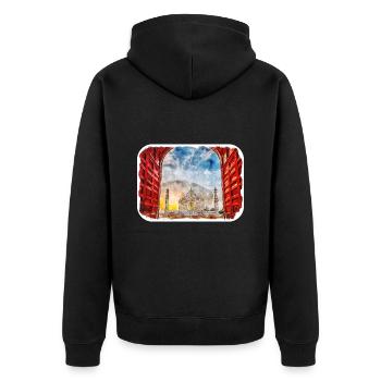 Indien Wahrzeichen Aquarell Skizze Farbe Illustratio - Unisex Premium Bio Zip Hoodie - Schwarz - Hinten - Nico (187cm)