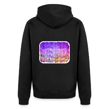USA Aquarellskizze Handgezeichnete Illustration - Unisex Premium Bio Zip Hoodie - Schwarz - Hinten - Nico (187cm)
