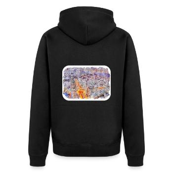 Busan South Korea Watercolor Sketch Illustration - Unisex Premium Organic Zip Hoodie - black - Back - Nico (187cm)