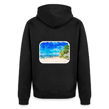Maldives Watercolor Sketch Hand Drawn Illustration - Unisex Premium Organic Zip Hoodie - black - Back - Nico (187cm)