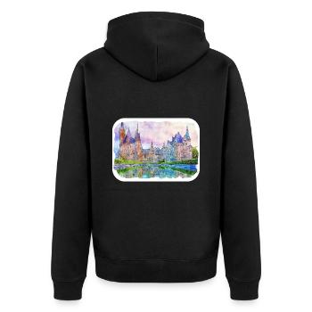 Pologne Repère Aquarelle Esquisse Dessin de peinture - Veste à capuche bio Premium Unisexe - noir - Dos - Nico (187cm)