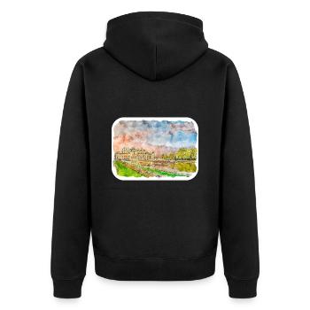 Vienne Autriche Aquarelle Esquisse Dessinée Illustratio - Veste à capuche bio Premium Unisexe - noir - Dos - Nico (187cm)