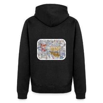 Norvège Aquarelle Esquisse Dessinée à la main Illustration - Veste à capuche bio Premium Unisexe - noir - Dos - Nico (187cm)