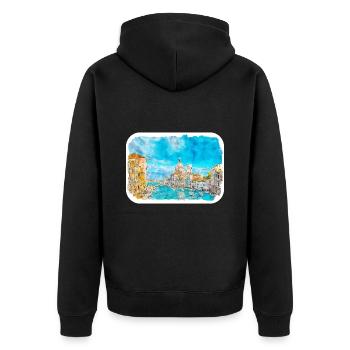 Italy Watercolor Sketch Hand Drawn Illustration - Unisex Premium Organic Zip Hoodie - black - Back - Nico (187cm)