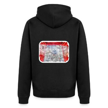 Esquisse d’aquarelle de Chine Illustration dessinée à la main - Veste à capuche bio Premium Unisexe - noir - Dos - Nico (187cm)