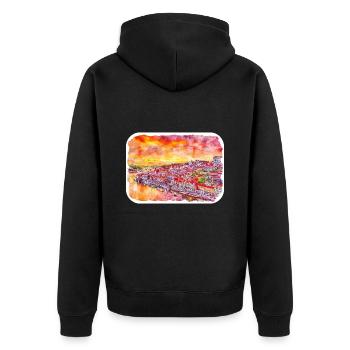 Lisbonne Portugal Aquarelle Esquisse Peinture Dessinée - Veste à capuche bio Premium Unisexe - noir - Dos - Nico (187cm)