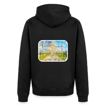 India Landmark Watercolor Sketch Paint Illustratio - Unisex Premium Organic Zip Hoodie - black - Back - Nico (187cm)