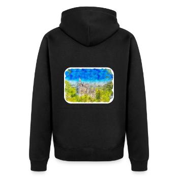Allemagne Aquarelle Esquisse Dessinée à la main Illustration - Veste à capuche bio Premium Unisexe - noir - Dos - Nico (187cm)
