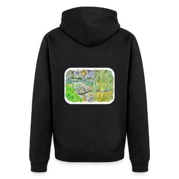 Niederlande Aquarell Skizze gezeichnete Illustration - Unisex Premium Bio Zip Hoodie - Schwarz - Hinten - Nico (187cm)
