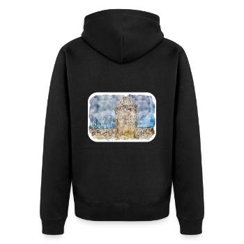 Cartagena Kolumbien Aquarell Skizze Gezeichnet Illustr - Unisex Premium Bio Zip Hoodie - Schwarz - Hinten - Nico (187cm)