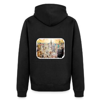 USA Aquarellskizze Handgezeichnete Illustration - Unisex Premium Bio Zip Hoodie - Schwarz - Hinten - Nico (187cm)