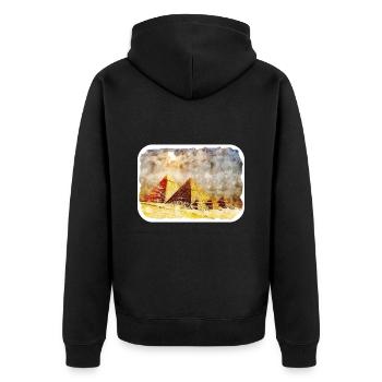 Le Caire Egypte Aquarelle Esquisse Dessinée Illustration - Veste à capuche bio Premium Unisexe - noir - Dos - Nico (187cm)