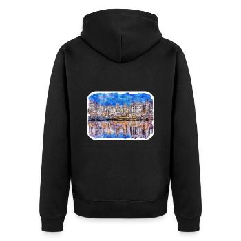 Pays-Bas Aquarelle Esquisse Dessinée Illustration - Veste à capuche bio Premium Unisexe - noir - Dos - Nico (187cm)
