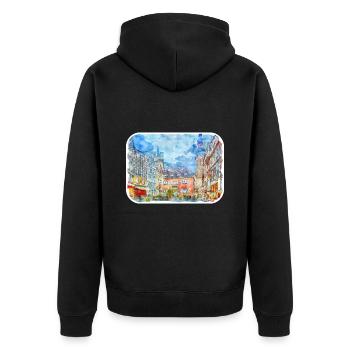 Allemagne Aquarelle Esquisse Dessinée à la main Illustration - Veste à capuche bio Premium Unisexe - noir - Dos - Nico (187cm)